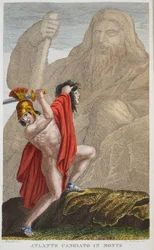 Atlas in einen Berg verwandelt, Buch IV, Illustration aus Ovids Metamorphosen, Florenz, 1832